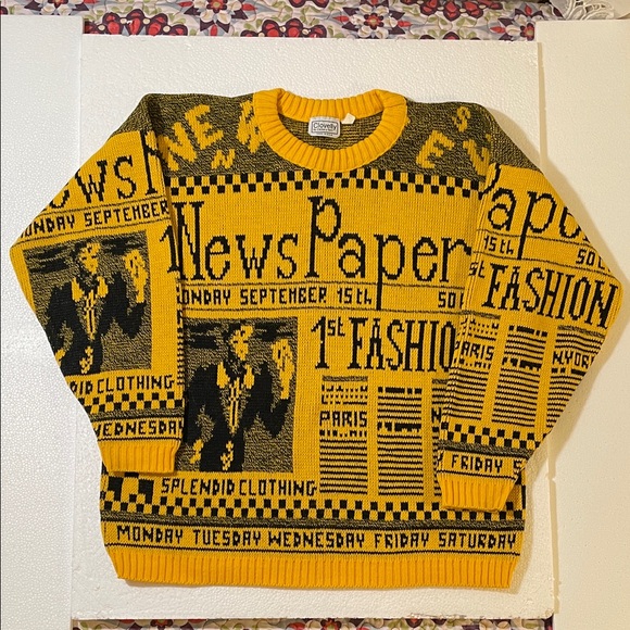 Vintage Newspaper Sweater - Picture 1 of 10